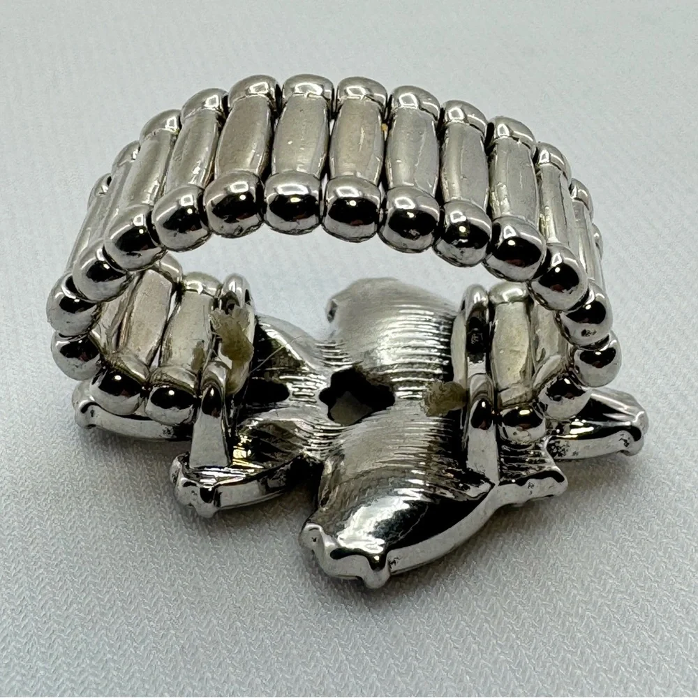 New Adjustable Stretch Ring Smoke Gray Faceted Glass Statement - Picture 2 of 7